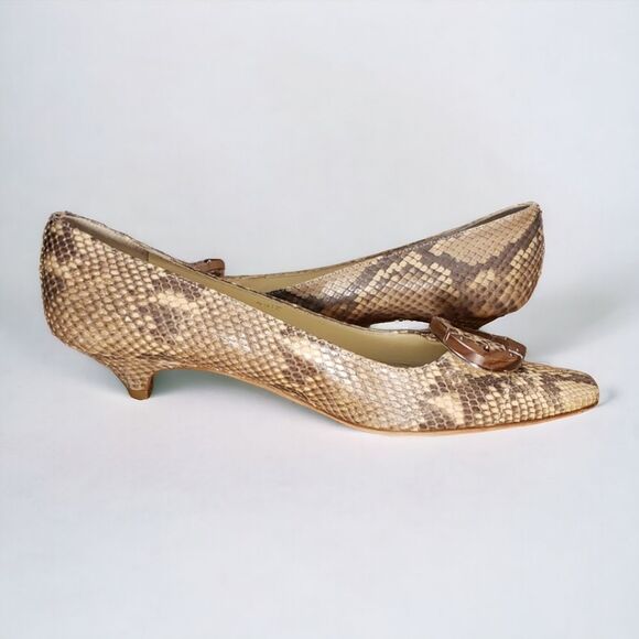 Prada Python Buckle Logo Kitten Heels - Picture 5 of 8